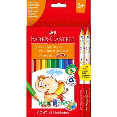 Imagem de Lápis De Cor Jumbo EcoLápis 12 Cores 2 Pretos Faber Castell