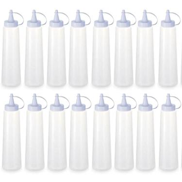 Imagem de Kit 16 Bisnagas Plásticas Grandes 400ml Crepe Maionese Ketchup Mostarda Lancheria