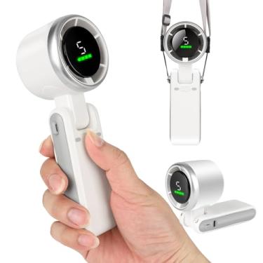 Imagem de Mourumg Ventilador Turbo Portátil 3 em 1 com Resfriamento Air Turbo Tech, 5 Velocidades, Bateria Recarregável de 5000 mAh, Design Dobrável e Portátil, Branco e Preto