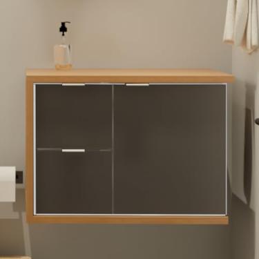 Imagem de Gabinete Toucador Para Banheiro Florença 66,6cm Sem Cuba Branco/Grafite