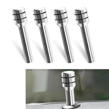Imagem de jokormo Kit de 4 peças de trava de porta de carro, 4,9 cm x 1,2 cm de liga de cor sólida, pino de puxador de maçaneta de porta interior, acessório de modificação decorativa personalizado, compatível
