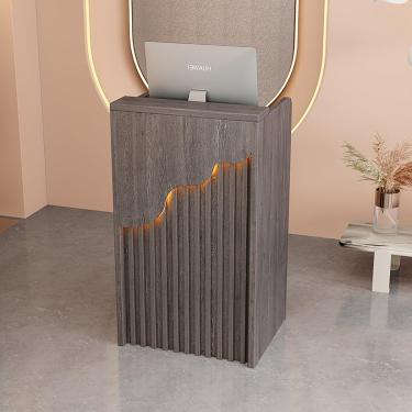 Imagem de Balcão de recepção, balcão de estações, caixa em forma de L, balcão de check-out, balcão, simples e moderno, restaurante, pequena recepção, pequena loja, caixa simples para sala de recepção