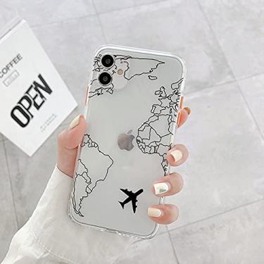 Imagem de Passagem aérea de luxo para aviões com mapa do mundo Travel Soft Silicone Phone Case para iPhone XR X XS 11 12 Pro Max 7 8 Plus Cover, 1, para iPhone 11 Pro