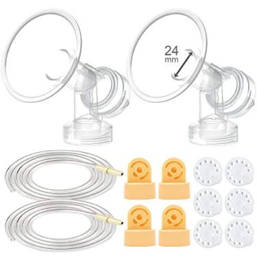 Imagem de Kit de bomba de leite Maymom para bomba Medela em estilo Advanced Breast Pumps; 2x protetores de seio (uma peça, mm), 4 válvulas, 6 membranas, 2 tubos estilo bomba; pode substituir