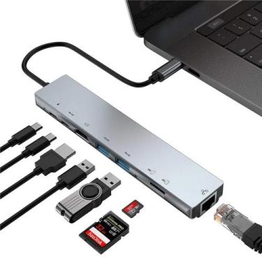 Imagem de Adaptador Com 8 Saídas Em 1 Hdmi 4k Tipo-C Ultra HD - Exbom