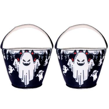 Imagem de 2 Bolsa Sacola Estampada Halloween Doces e Enfeite Fantasma - Toy Mast