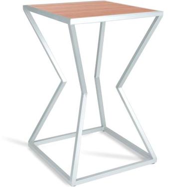 Imagem de Mesa de Canto Lateral Alta Quadrada para Sala Austria - Branca Jade - 