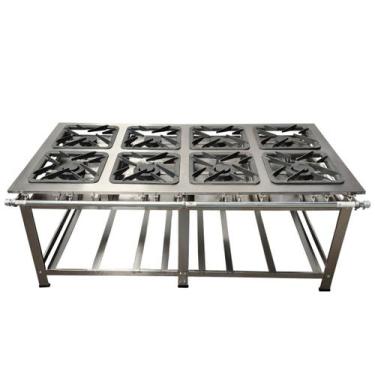 Imagem de Fogão Industrial Gold 8 Bocas 4QS 4QD Baixa Pressão Inox 304 Perfil 10