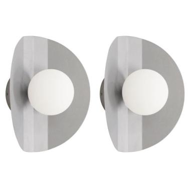 Imagem de Kit 2 Arandelas Luminária Cacau Globo Vidro Lavabo Prata - Single Ligh