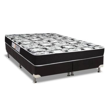 Imagem de  Cama Box Queen: Colchão Espuma Luckspuma D45 Gran Luck Black Pró Saúde + Base CRC Suede Black(158x198)