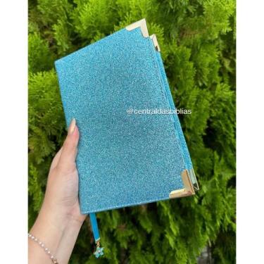 Imagem de Bíblia NAA glitter azul capa dura acolchoada