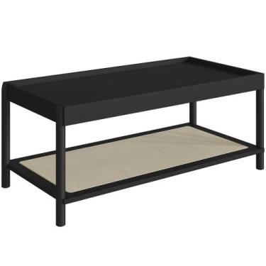 Imagem de Mesa de Centro Para Sala de Estar Pés Madeira Moss A03 Nero Preto - Ly