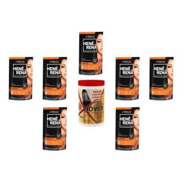 Imagem de Hene Em Gel Rena Preto Natural 07x180gr Pouch+Brilho Magico Agua Arroz