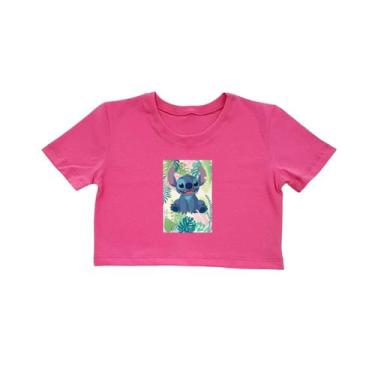 Imagem de Blusa Camisa Cropped Infantil Menina 100% Algodão Manga Curta Personag