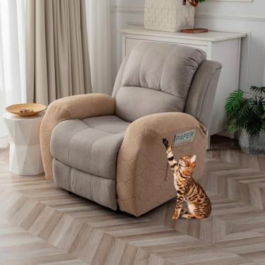 Imagem de YUEANG Capas de apoio de braço 100% à prova d'água para sofá reclinável, 2 capas elásticas para apoio de braço reclinável laváveis para poltronas reclináveis para animais de estimação, cães, crianças