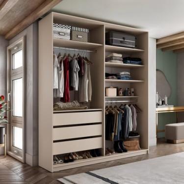 Imagem de Closet Solteiro 100% Mdf Bp 159,5cm 3 Gavetas Monreale Bege