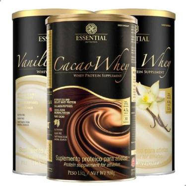 Imagem de Kit 3 Whey Protein Cacau/baunilha 900g Essential Nutrition