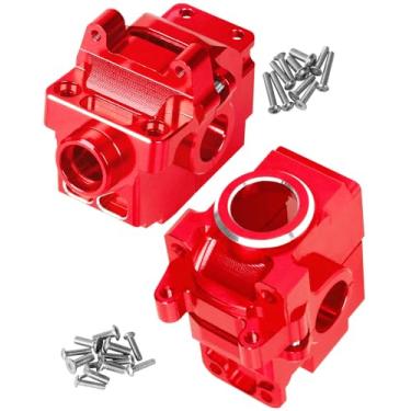 Imagem de RCMYou Transmission Case Gearbox Upgrades Part for 1/10 Slash/Stampede/Hoss/Rustler VXL 4X4,Aluminum Front Rear Transmission Case Gearbox Hops Ups,Red