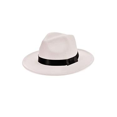Imagem de BABEYOND Chapéu masculino Gatsby Panamá Fedora dos anos 20, Gatsby, estilo anos 20, acessórios de fantasia masculina Gatsby (branco)