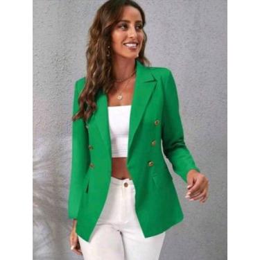 Imagem de Blazer Feminino Social Terninho Alfaiataria com Botões - M&K Shop, Ver
