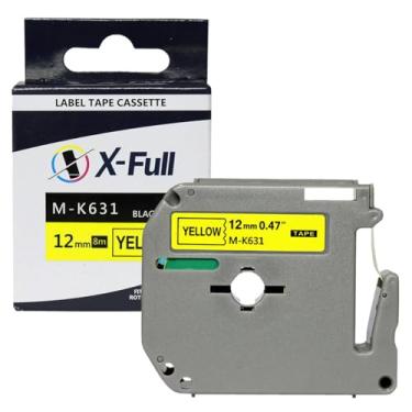 Imagem de Fita para Rotulador Eletrônico Compatível para M-K631 MK631 MK-631 Marca X-Full Fita Rotulador (M-K631 Amarela e Letra Preta, 12mm x 8m)