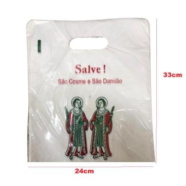Imagem de Kit 500 Sacolas Plástica Branca 33x24 p/ São Cosme e Damião - Lynx pro