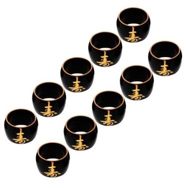 Imagem de Kit C/10 Porta Guardanapo Preto C/ Ideograma Japonês Dourado - AC