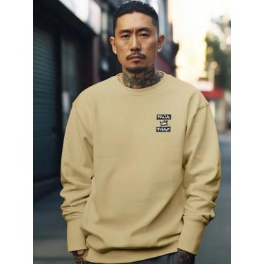 Imagem de Blusa De Frio Moletom Masculino Sem Capuz Careca Flanelado Algodão Pre