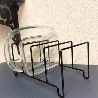 Imagem de Porta Suporte Refratários Frigideiras Organizador Aramado Preto - Trec