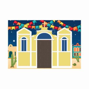 Imagem de Painel de Lona Festa Junina Cenário Cidade Igreja 200x150cm - Fabrika 