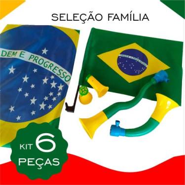 Imagem de Kit Copa Bandeira, Bandeira de Carro, Cornetas e Cornetinha - Brasilei