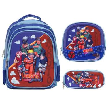Imagem de Kit Mochila Escolar Menino Naruto de Costas Passeio Grande - Toys 2U