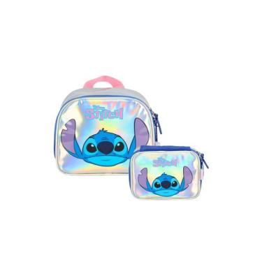 Imagem de Kit Escolar Holográfico Lilo Stitch Lancheira + Estojo Box - Luxcel