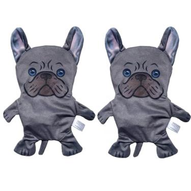 Imagem de Piggy Poo and Crew Bulldog Francês Crinkle Squeaker Fetch Toys pacote com 2 para cães, filhotes, animais pequenos