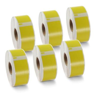 Imagem de BETCKEY Etiquetas coloridas compatíveis com etiquetas Dymo 1738595 (3/10.2 cm x 2-1/5.1 cm), compatíveis com impressoras Dymo LabelWriter Thermal 450, 4XL e Zebra [6 rolos, 2700 etiquetas, amarelo]