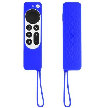 Imagem de TOKERSE Capa para Apple TV 4K Siri Remote 2022 3ª geração / 2021 2ª geração - capa de silicone macio com cordão para Apple TV 4K / HD 2021 2022 Siri Remote Controller (2ª geração/3ª geração) - Azul