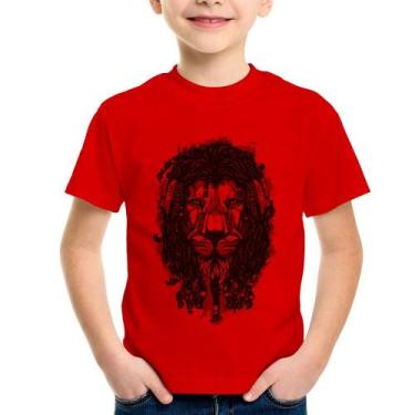 Imagem de Camiseta Infantil Leão Reggae - Foca na Moda, Vermelho, 10