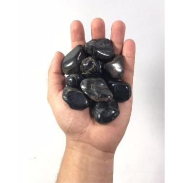 Imagem de 250g Pedra Onix Preta Rolada Semi Preciosa 3-5 Grande Chakra - Loja Co