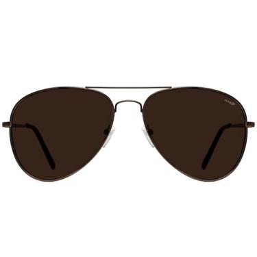 Imagem de NYS Collection Óculos de sol aviador clássico polarizado premium, armação leve, lentes de 63 mm, UV400 para homens e mulheres, Armação de metal marrom/lente polarizada marrom, One Size