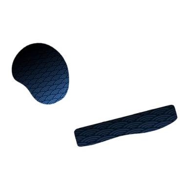Imagem de Kit Mouse Pad E Apoio Teclado Ergonômico Mar De Círculos Azuis