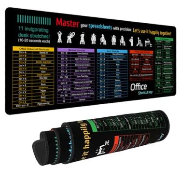 Imagem de Lucocia Word/Excel/Power Point/Office Sheet Desk Pad, Windows Grande Gaming Office PC Mouse pad, Atalhos de teclado, tapete de mouse, tapete de mesa antiderrapante à prova d'água, GG 79,8 x 30 cm