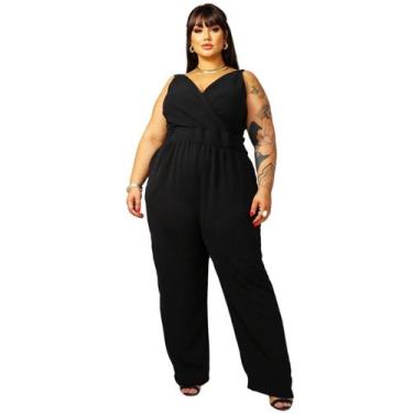 Imagem de Macacão Feminino Curvy Plus Size Transpassado Alça Confortável - Lia R