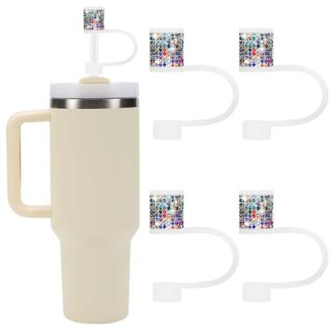 Imagem de Conjunto de acessórios Stanley Cup, 4 peças, capa de canudo de diamante brilhante, tampa de canudos para Stanley 30 e 1,134 g com copos, acessórios de tampa de 1 cm para copos, cobertura de palha para