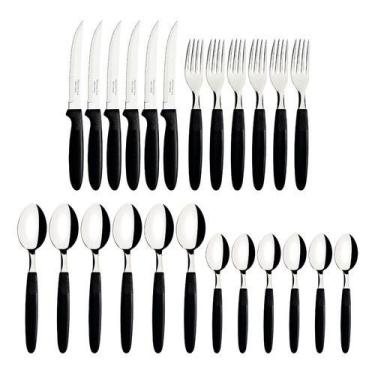 Imagem de Faqueiro Ipanema Aço Inox E Cabo 24 Peças Preto Tramontina, Preto, 24