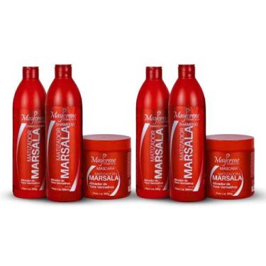 Imagem de 2 Kit Matizador Marsala Maycrene (2 Shampoo + 2 Condicionador + 2 Másc