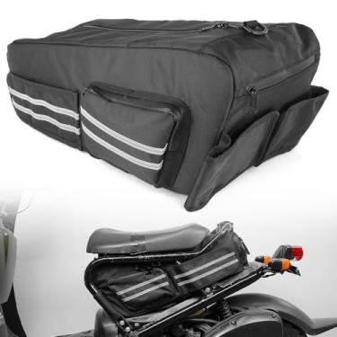 Imagem de xitomer Bolsa de armazenamento sob o assento de 30 L compatível com Ruckus 50 Zoomer 2010-2025 à prova d'água, bolsa de selim com vários bolsos laterais com alças de ombro (preto)