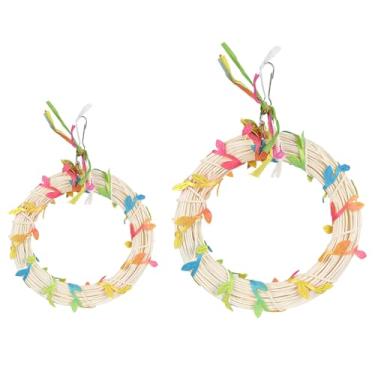 Imagem de Balanço Para Periquitos, Anel De Poleiro Para Gaiola De Aves, Brinquedo Interativo Multifuncional para Gaiola com Anel, Balanço e Folhas para Papagaios, Calopsitas e Periquitos