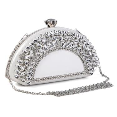 Imagem de COAIMANEY Bolsa de mão feminina com glitter brilhante com strass brilhante, bolsa de ombro para festa de casamento, formatura, #2503-prata