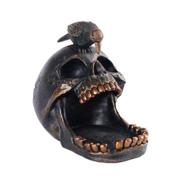 Imagem de Cinzeiro de resina criatividade lindo crânio divertido cinzeiros para fumadores de interior para homens mulheres personalidade para uso doméstico escritório ornamentos