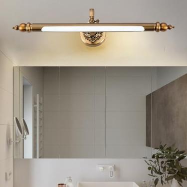 Imagem de Arandela de LED para banheiro sobre espelho luzes de parede bronze IP44 à prova d'água cabeça giratória 240° ajustável vintage espelho frontal lâmpada de parede retrô hotel 3000/4500/6500K (luz